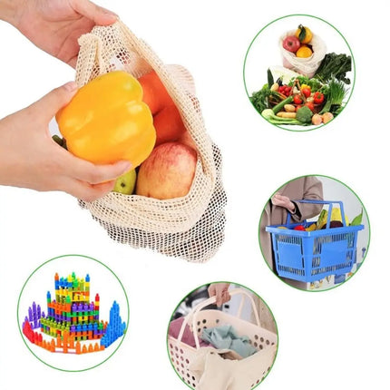 Reusable Cotton Mesh Bag Large Eco-friendly Mesh Shopping Bag Fruit and Vegetable Storage Light Weight Bundle Pocket Kitchen