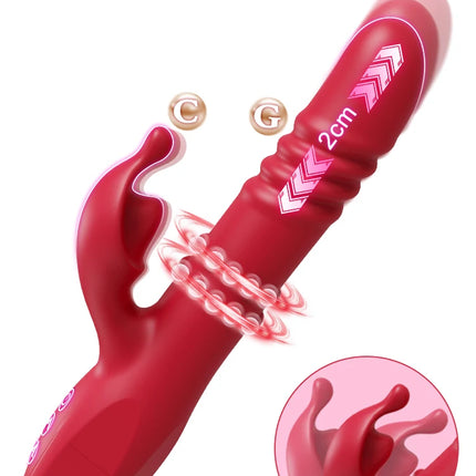 Powerful Rabbit Vibrator For Women G Spot Telescopic Rotating Clitoris Vagina Stimulator Female Masturbator For Adult Sexy Toys