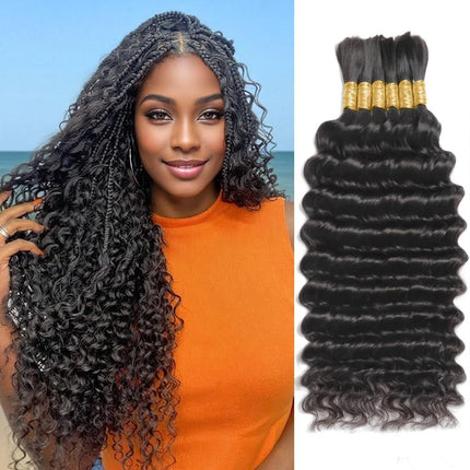 28 30 inch Deep Wave Boho Braids Bulk 55g/110g Human Hair Bulk Braiding Hair Extensions Brazilian Virgin Curly Hair for Braiding