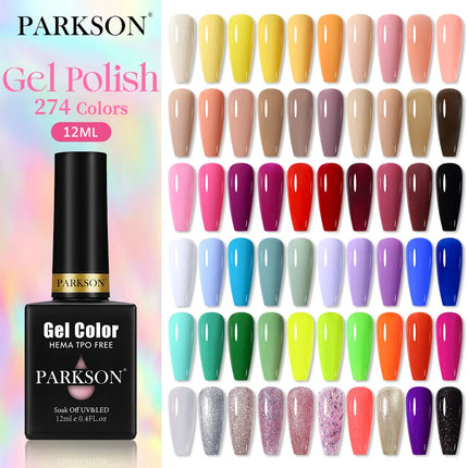 Parkson 12ml Nail Gel Polish TPO HEMA Free Glitter Semi Permanent Soak Off UV LED Long Wear Ultra Diamond Top Coat Varnish