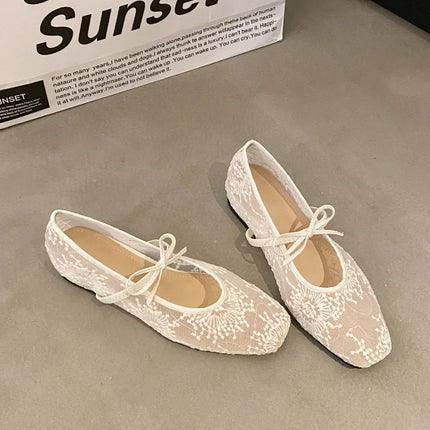 2026 Spring Lace Women Mary Jane Shoes Fashion Slip On Comfort Street Style Soft Sole Female Internal Elevation Dress Shoes