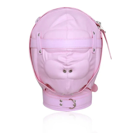 Women Men Sexy Pink Mask Breathable Adjustable Leather Face Masks With Mouth Gag Cosplay Games Headpiece Hood BDSM Erotic Toys