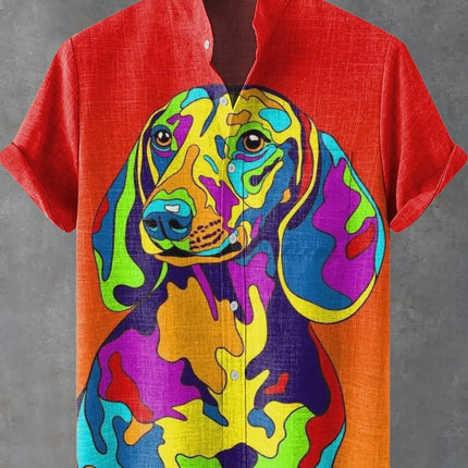 Men's Casual Fashion New Shirt Art 3D Animal Printing Pet Dog Pattern Shirt Casual Comfort Fashion Shirt