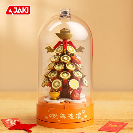 JAKI new national tide series music box music box revenue Spring Festival decoration pieces adults building blocks toys