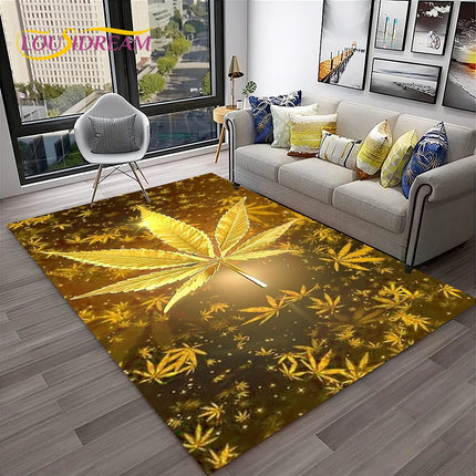 Weed Plants Maple Leaf Carpet Rug for Home Living Room Bedroom Sofa Playroom Doormat Kitchen Decor,Area Rug Non-slip Floor Mat