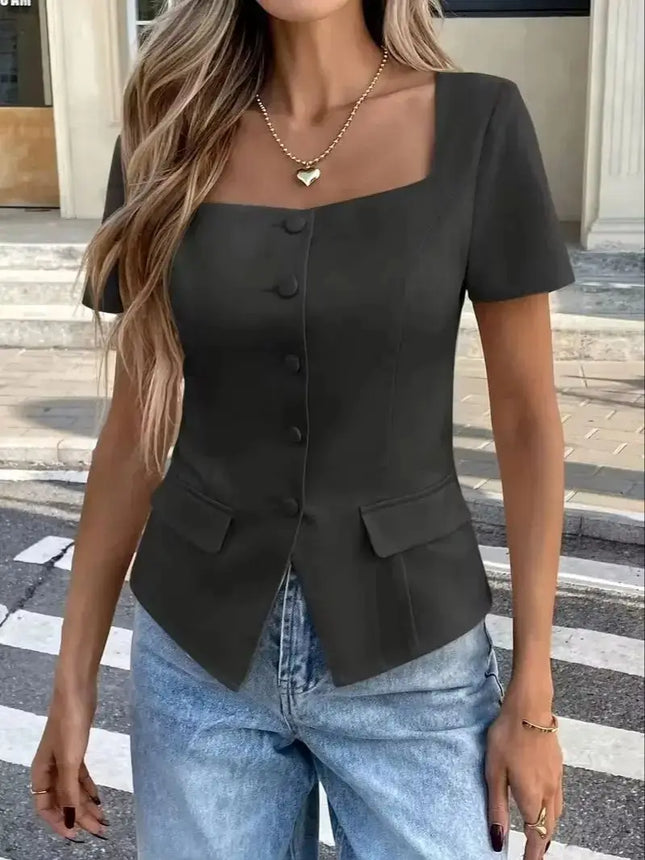 Women's Elegant Sleeveless Blouse - Chic Office to Party Tops, Structured Non-Stretchy Shirt Blouse for Women, Everyday & Formal