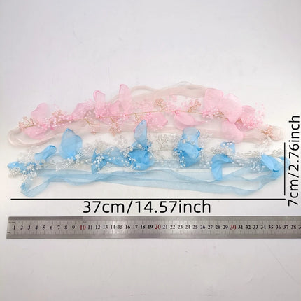 Sweet Butterfly Wreath Headband For Kids Children's Forest Style Hairbands Princess Flower Hair Band Flower Girl Headpiece