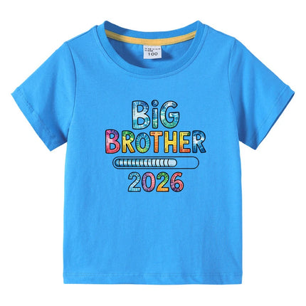 Children's T-shirts 2026 New Design Original Letter Kids Fasion Tops Big Brother Printed Boys Pure Cotton Tees Kids O-Neck Tops
