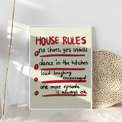 house rules Poster Modern and Elegant Wall Stickers for Home Decor Living Room Dormitory Wall Art