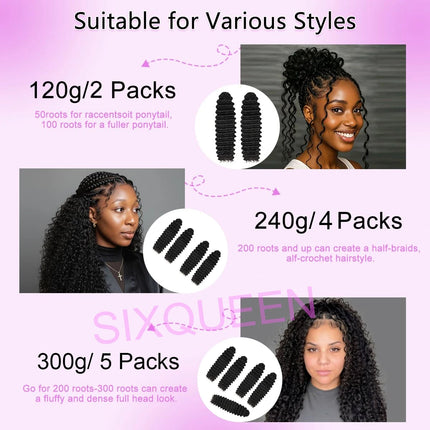 Deep Wave Crochet Human Hair Bundles Boho Braid Hair Remy Pre-Separated Feather Invisible Knot Crochet Hair Extensions For Women