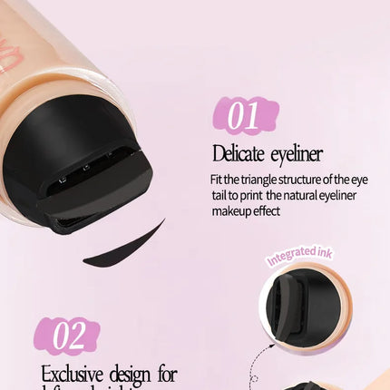 QXQY Easy Stamp Wing Eyeliner Pen - Dual Ended (Stamp + Pencil), Waterproof, Quick Dry, All Day Wear, Foolproof Application, Mus