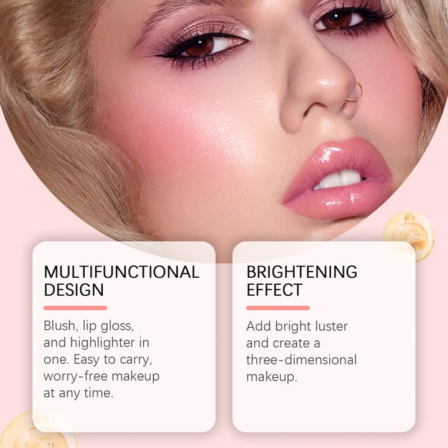 Liquid Blush Stick with Sponge Tip Waterproof Long-Lasting Brightening Moisturizing Lips Cheeks Natural Korean Cosmetic Makeup