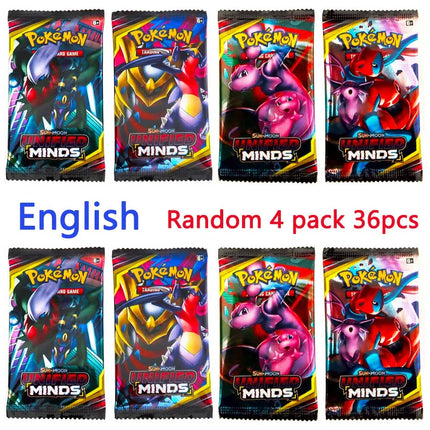 4 Pack Pokemon Cards Team up Sun Moon Thunder English Trading Card Game Evolutions Booster Collectible Kids Toys DESTINED RIVALS