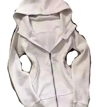 American Grey Shoulder Slim Fit Hoodie Coat For Women Spring Autumn Wear New Collection Hoodie Zipper Style Grey Jacket Top
