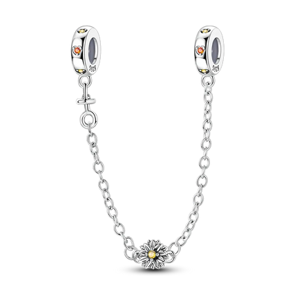 Sparkling Clear Silver Safety Chain 925 Sterling Silver Safety Chain Charm Beads Fit Original Bangle Bracelet DIY Jewelry
