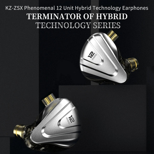 KZ ZSX Terminator Metal Headphones 5BA + 1DD Hybrid 12-driver HIFI Bass headphones In-ear monitoring and cancellation