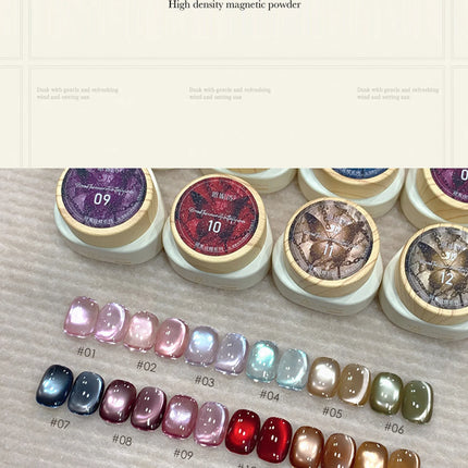 12g Reflective Magnetic Cat Eye Gel Polsih 12 Colors Set Soak Off Varnish Semi Permanent Holographic Cat Eye Gel Nail Art