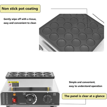 HPH2O Commercial 25 Holes Dutch Poffertjes Grill Mini Pancake maker Machine Snack Waffle Maker mini hotcakes Kitchen Appliance