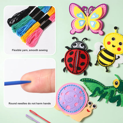 5-piece DIY Insect Sewing Kit; Beginner Hand-Sewing Materials for Sewing Fun; Cute Insect-Shaped Pouch for Gifts; Creative Handi