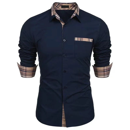 Men's casual long-sleeved shirt business travel Men design simple, fashionable solid color shirt, large size XS-6XL fast deliver