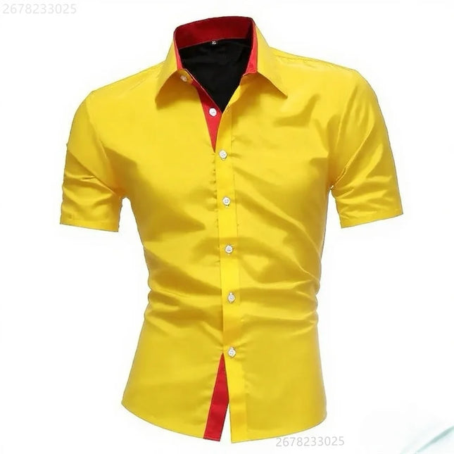 Men's casual business short-sleeved shirt, single-breasted button-down Hawaiian shirt versatile short-sleeved shirt XS-6XL size