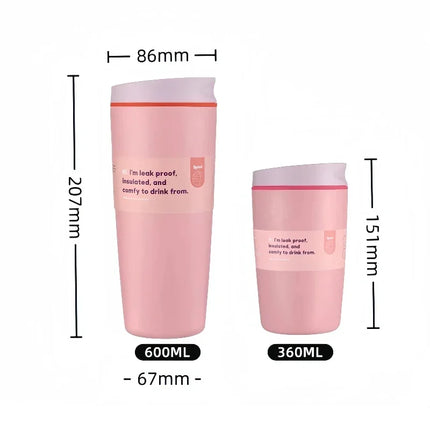 Simple Stainless Steel Vacuum Flasks Mug Insulated Coffee Cup Leakproof Lid Travel Silent Base Thermos Cups Thermal Water Bottle