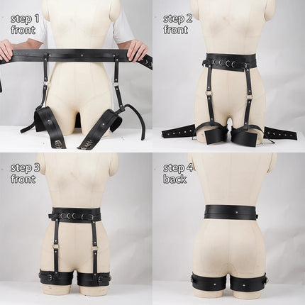 Women's Leather Leg Harness and Butt Harness BDSM Lingerie Set Valentine's Day Gift Rave Costume Belt Clothing Accessories