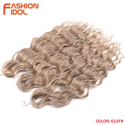 Anna 24 Inch Hair Synthetic Deep Wave Braiding Hair Extensions Braid Hair Ombre Rainbow Red Orange Twist Crochet Curly Hair