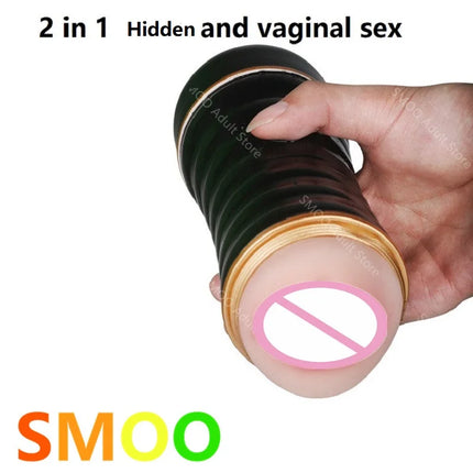 Flesh Real Vagin Light Lifelike Soft Pocket Pussy And Hidde Male Masturbator Sex Toys Men,Double Exual Intercourse Penis Trainer