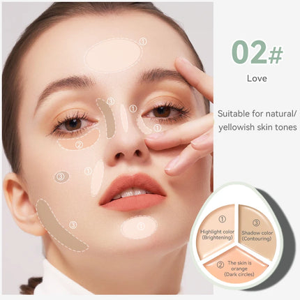 3D Contour Cream & Concealer Palette, Matte Finish, Long-Lasting, Conceal & Brighten Dark Circles, For Blemishes, Acne Marks