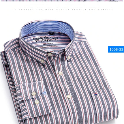 Classic fit cotton Full Casual shirts for men solid color long-sleeve plain shirt single pocket top soft slim fit formal clothes