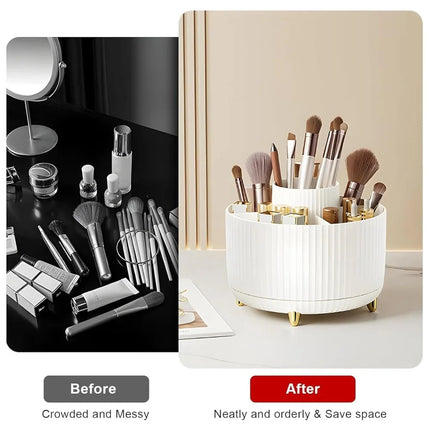 360° Rotating Makeup Brush Organizer, 5-Slot Desktop Holder for Cosmetics, Nail Polish & Art Supplies