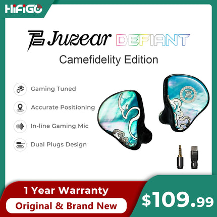 HiFiGo Juzear x Z Reviews Defiant Gaming Fidelity 1DD+3BA IEMs Gaming Tuning Swappable Plug Type‑C 3.5mm Mic In‑Ear Earphone