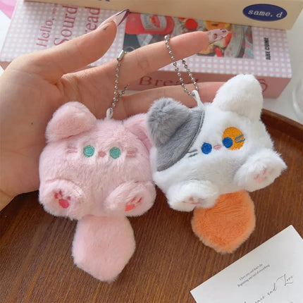 1-4pcs Cute Plush Small Cat Doll Keychain for Couple Soft Cotton Stuffed Animal Keyring Backpack Pendant Decoration Student Gift