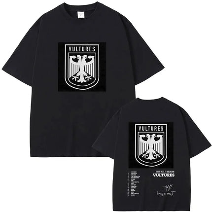 Rapper Kanye West New Music Album Vultures Graphic T-Shirts Men Women Hip Hop Street Fashion Oversized Tees Pure Cotton Tops