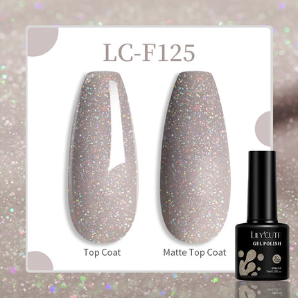 LILYCUTE 7ML Glitter Gel Nail Polish Sparkling Semi Permanent UV Gel Colorful Shinning Gel Varnish Nail Art Soak Off UV LED Gel