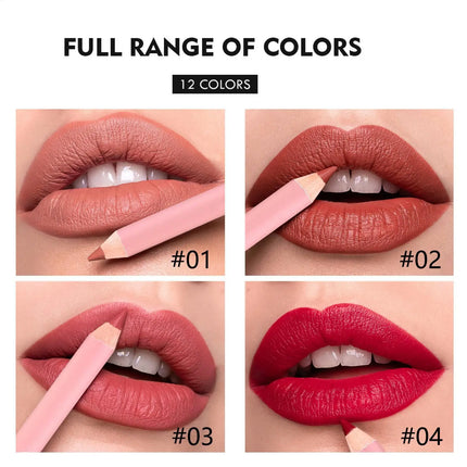 12pcs Lip Liner Pencil Set Long Lasting Matte Natural Creamy Cosmetics Lip Liner Kit Luxury Matte Lip Liner Lip Contour Lipstick