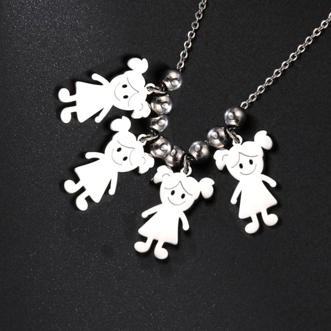 Personalized Boy Girl Necklace Custom Chain Name Mother Father Day Kid Family Gift For Women Men Stainless Steel Pendant Jewelry