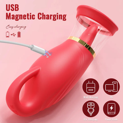 Tongue Licking Vacuum Sucking Vibrator for Women Clit Sucker Nipples Breast Massager Removable Cup Female Masturbation Sex Toy