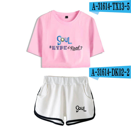 Youthful Movie Joe Gardner T-shirts shorts Pants Dew navel Sport Girls Short Sleeve Suits Sexy Girls Summer Two Pieces sets