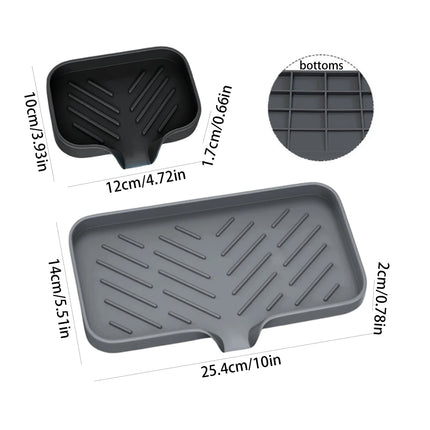 Kitchen Sink Sponge Holder Silicone Soap Dish Bar Soap Holder Self Draining Anti-slip Storage Rack Bathroom Supplies