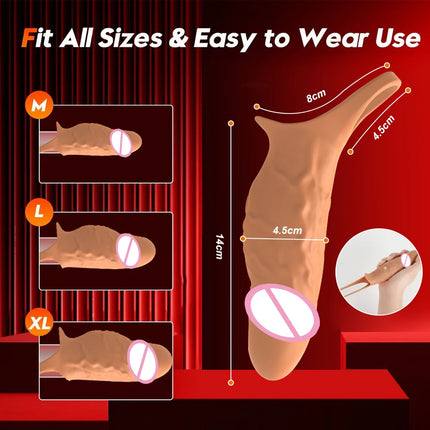 Soft Penis Sleeve Enlargement Sleeve Penis Testicles G-Spot Stimulation With 10 Vibrations Adult Sex Toys for Men Women