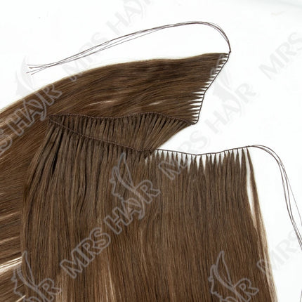 Invisible Feather Hair Bundles Extensions Natural Fish Line Human Hair Non-Remy Invisible Micro rings Hair Weft 100 strands