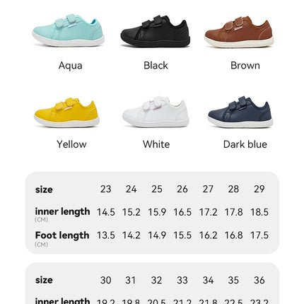HOBIBEAR Kids Barefoot Shoes Little/Big Kids Wide Toe Minimalist Sneakers Lightweight Hook and Loop Artificial Leather Shoes