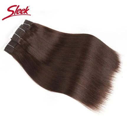 Sleek Straight Hair Bundles Brazilian Hair Weave Bundles 1/3 PCS Human Hair Bundles Natural Brown Color Remy Hair Extensions