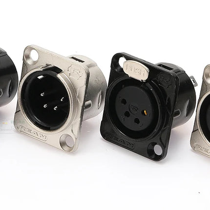 HF XLR Gold plated 4 Pin Male Female Panel  Audio Microphone Jack  Socket Connector D-type Mount Amplifier Receptacle YS1464BG