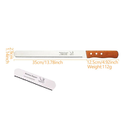 10/14 Inch Stainless Steel Serrated Bread Knife, Fine-Tooth Long Cake Cutter for Baguette Loaf Slicing Kitchen Baking Tools