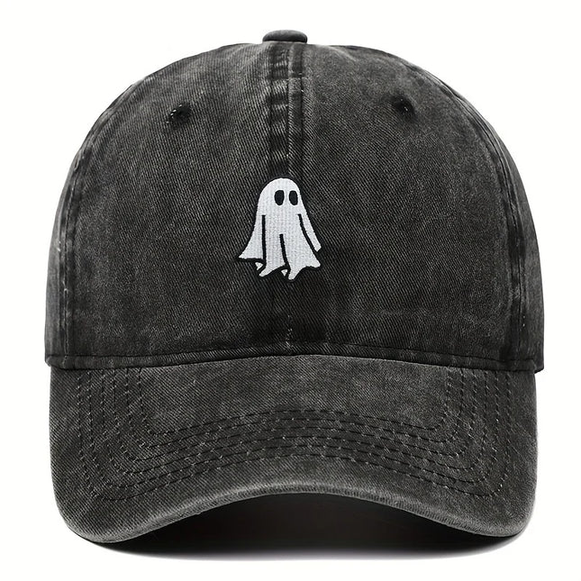Halloween Embroidered Baseball Hat with Cute Ghost Pattern, Simple Style, Suitable for Men and Women