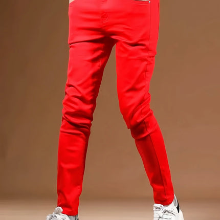 KING JEANS RED Men's Long Pants Bulletproof Business Office Style Simple And Versatile Suitable For Various Occasions
