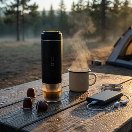 Portable Espresso Machine LED Display USB Rechargeable Espresso Machine Travel Coffee Brewer Transparent Chamber